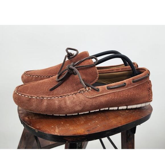 Cole Haan Zerogrand Men's 11 Loafers Shoes Camp Driving Moc Toe Brown Suede - Picture 1 of 8